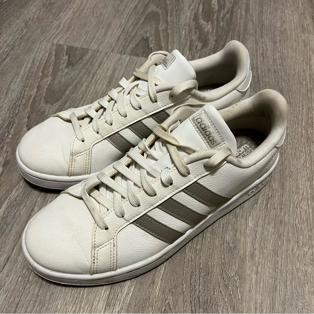 Adidas Men's Cream and White Sneakers